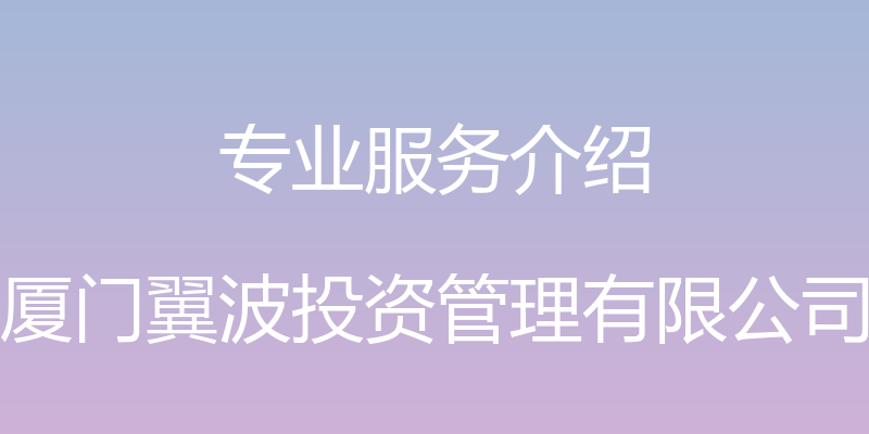 专业服务介绍 - 厦门翼波投资管理有限公司