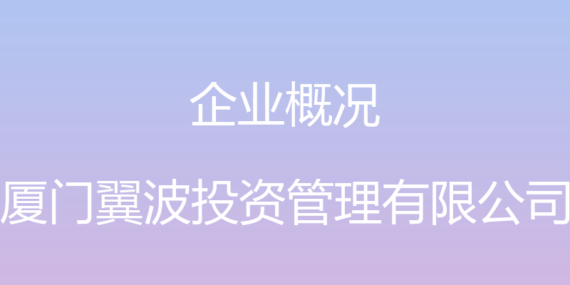 企业概况 - 厦门翼波投资管理有限公司